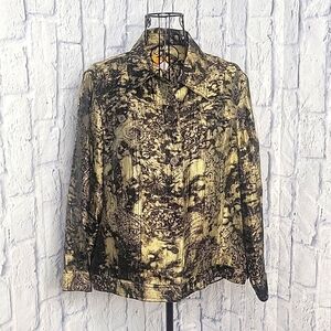 RUBY ROAD Gold and Black Abstract Short Jacket Size 14‎